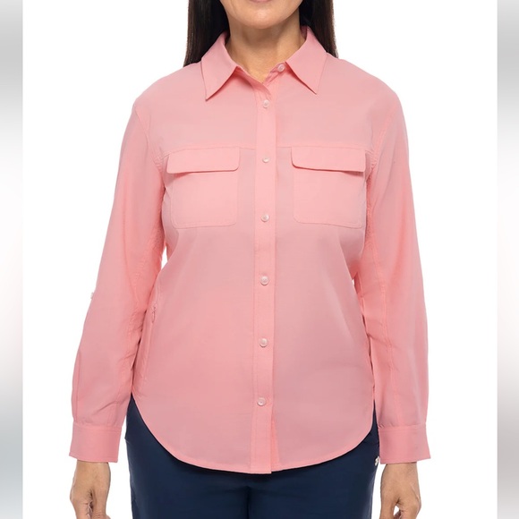 Coolibar Tops - Coolibar Mylitta Travel Shirt in Pink Gingham